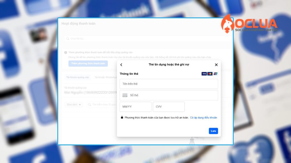 Thêm phương thức thanh toán facebook