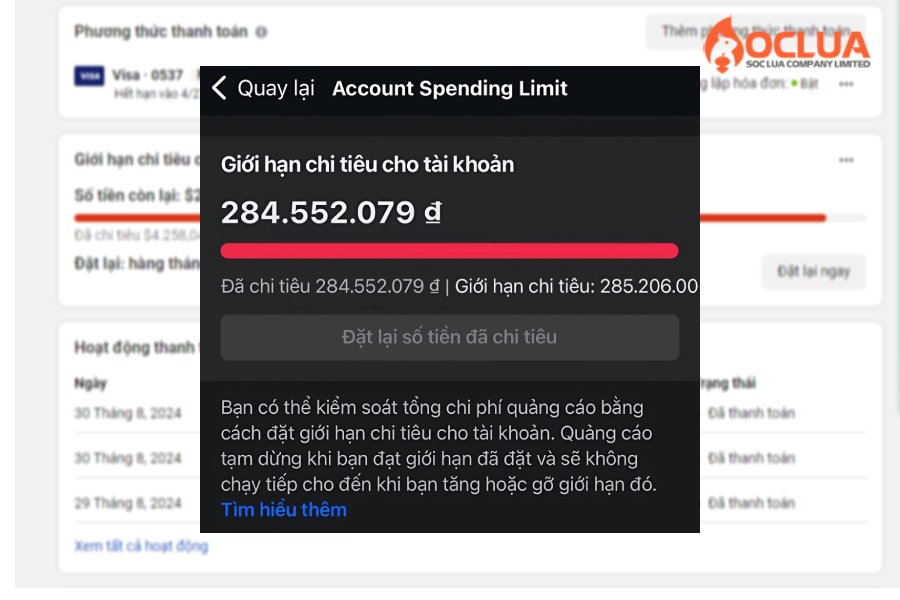 Giới hạn chi tiêu của tài khoản quảng cáo Facebook