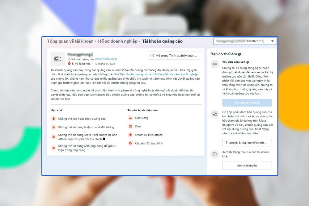 Tài khoản quảng cáo Facebook bị hạn chế