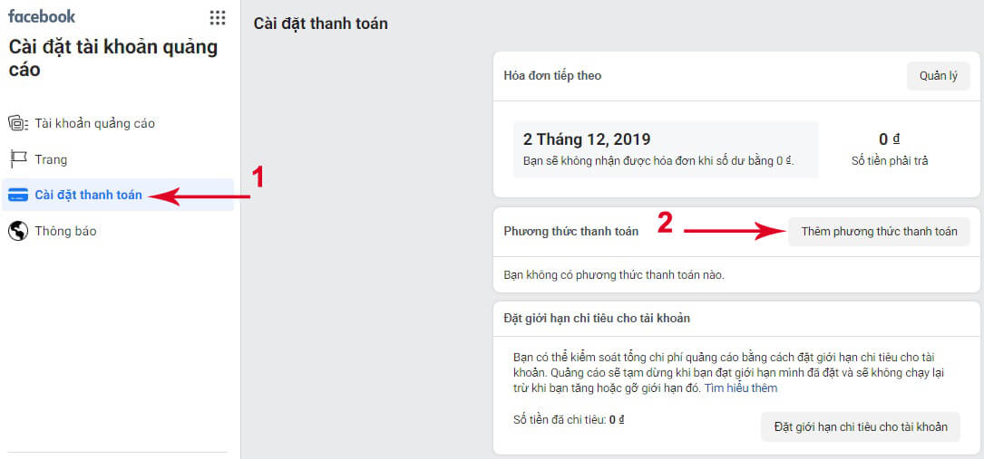 Hướng dẫn cách thêm tiền vào quảng cáo trên Facebook