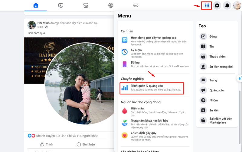 cách nạp tiền vào tài khoản quảng cáo Facebook